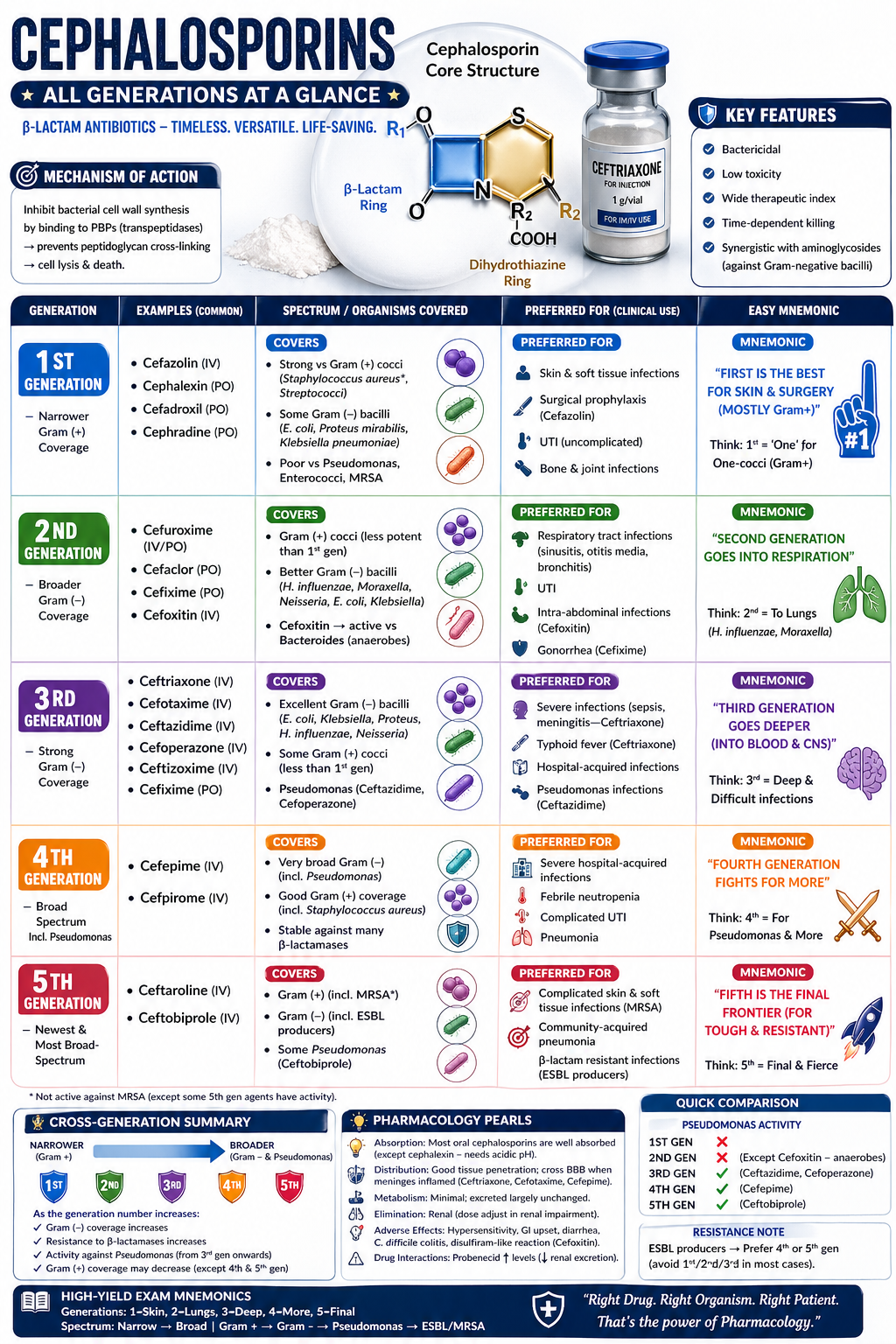 Cephalosporins — All Generations at a Glance